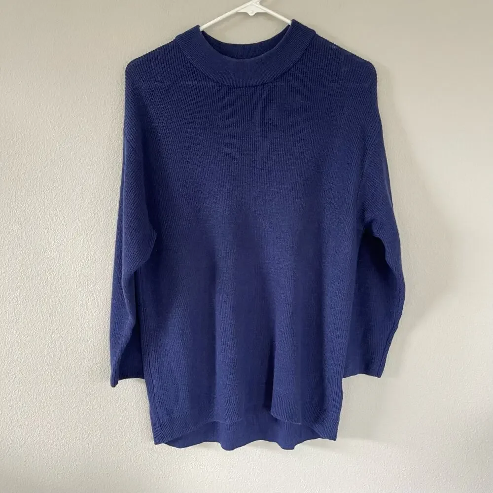 FP Beach Free People Blue Knit Mockneck Sweater (XS)